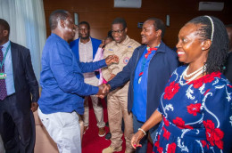 File image of Raila Odinga being received at JKIA.